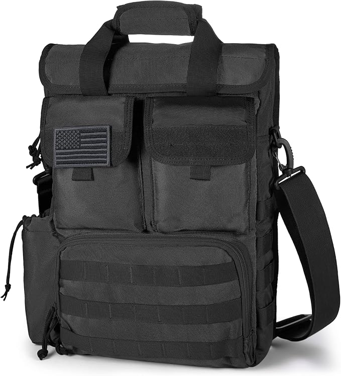 Tactical Briefcase,17.3 Inch Military Laptop Messenger Bag Shoulder Crossbody Bag Handbag for Men (17.3''Black)