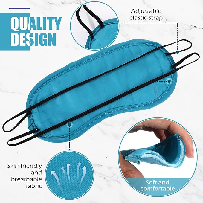 Tarpop 200 Pcs Eye Mask Sleeping Blindfold Eye Cover with Adjustable Strap for Games Party Team Building Travel Individually Wrapped Sleep Mask for Women Men (Lake Blue)