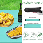 Grope Portable Camping Table with Aluminum Table Top, Folding Beach Table Easy to Carry, Prefect for Outdoor, Picnic, BBQ, Cooking, Festival, Beach, Home (Sky Blue-M)
