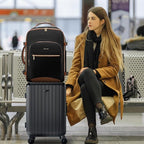LOVEVOOK 40L Large Travel Backpack for Women Men, 17 Inch Carry on Backpack for Traveling on Airplane, Personal Item Bag Airline Approved, Business Causal Weekender Backpack, Black-Brown