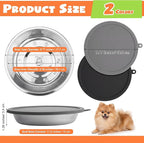 Patelai 4 Pcs Stainless Steel Dog Bowls with Silicone Lids Portable Food and Water Dishes for Pets Sealable Containers for 6.3" for Cats & Small Dogs (Black,Gray)