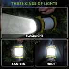 AlpsWolf Camping Lantern Rechargeable , Alpswolf Camping Flashlight 4000 Capacity, 6 Modes, IPX4 Waterproof, Led Lantern Camping, Hiking, Outdoor Recreations (2pack-Green)