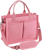 BESBESME Canvas Tote Bag for Women with Zipper & Compartments– Large Work & College Laptop Tote Crossbody Shoulder Bag
