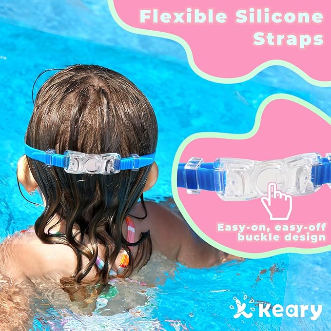 Keary 2 Pack Kids Swim Goggles for 3-15 UV Protection Anti-Fog Pool Water Swimming Goggles For Boys Girls Youth Toddler