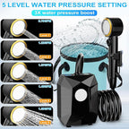 Upgraded Camping Light Portable Shower, 5 Pressure Levels Rechargeable Camping Shower Pump with 20L Foldable Bucket & Intelligent LED Display, 6000mAh Outdoor Shower for Camping Hiking, Travel, Car