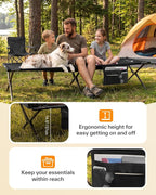 Sportneer Camping Cot: 78.3"x28.7"x14.6" Comfort Cot Bed for Camping Traveling Guest Bed, Sleeping Cots for Adults with Side Pockets & Storage Bag - Ease of Assembly, Support 330 Lbs