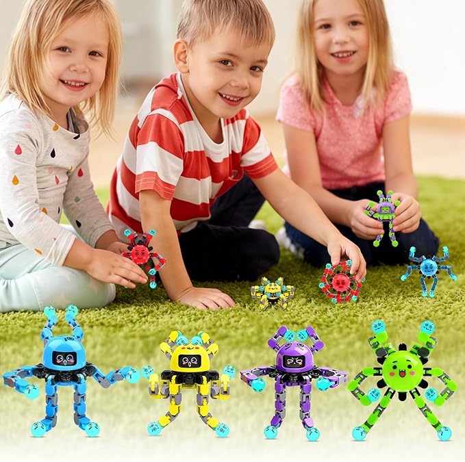Transformable Fidget Spinner Toys for Kids and Adults,8 Pcs Sensory Toy for Boys Girl ADHD Stress Relief Toys,Fingertip Gyros Travel Toy Party Favors for Teens Birthdays Gifts Easter Present