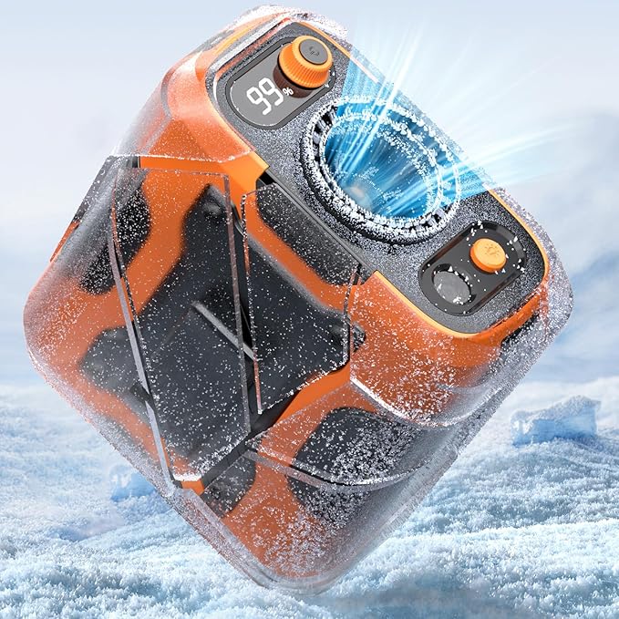 Koonie Portable Waist Clip Fan, Wearable Belt Personal Device with 100 Levels Speeds, Rechargeable Battery Supports 24H Working Time, Cool Clip Fan Under Shirt for Outdoor Work Camping Travel Orange