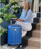 World Traveler VentureX Airline Approved 20-Inch Carry-On Luggage – Lightweight Hardside Polycarbonate Suitcase with Spinner Wheels - Contour Blue