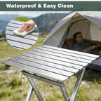 SUNNYFEEL Folding Camping Table - Lightweight Aluminum Portable Picnic Table, 18.5x18.5x24.5 Inch for Cooking, Beach, Hiking, Travel, Fishing, BBQ, Indoor Outdoor Small Foldable Camp Tables