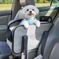 PETSFIT Multipurpose Console Dog Car Seat, Portable Small Dog Car Seat for Dogs, Cat Carrier, Pet Carrier Airline Approved with Safety Tether and Pockets (Light Grey)