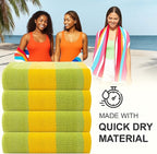 CASA COPENHAGEN Malibu 4Pcs 100% Egyptian Cotton Beach Towels Gift Set- Green, 30"X60", 4 Beach Bath Towels Set (Box Pack,Gift Ribbon Set for Women & Men)