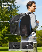 Pecute Cat Backpack with Widened Interior Space, Upgraded Dog Backpack Carrier with Various Ways to Carry, Pet Backpack with Breathable Mesh, Pet Travel Carrier with Soft Padded,Dark Grey