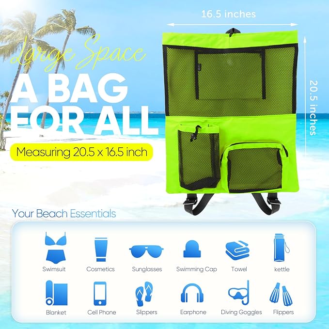 HOHOM Swim Mesh Beach Bag, Waterproof Gym Bags for Women and Men, Large Pool Bag Swimming Gear Drawstring Backpack