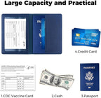 Passport Holder for Travel Men Women - Passport Cover, Passport Wallet Case Travel Essentials Travel Must Haves Accessories Blocking Leather Card Slot Protector for Stocking Stuffers Gifts, Navy Blue