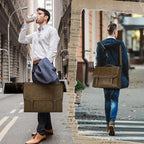 IGOLUMON Messenger Bag for Men 15.6 inch Vintage Leather Waterproof Laptop Briefcase for Men Large Computer Laptop Bag Leather Satchel Bag Retro Shoulder Bag for Office Business Travel College, Khaki