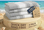 LANE LINEN Turkish Beach Towels Set of 4 - Oversized Beach Towel 39"x71", Durable Sand Proof Towel, Absorbent & Quick Dry, Perfect for Pool or Travel – Alloy