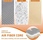 Gooo&Ma Air Fiber Seat Cushion for Office Chair, Breathable U-Shape Tailbone Relief Cushion for Desk Chair, Washable Ergonomic Chair Pad for Driving & Gaming, Cooling Mesh Back Support(Grey)