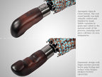 Balios Travel Folding Umbrella with Real Wood Handle Auto Open Close Vented Windproof Canopy - Designed in UK