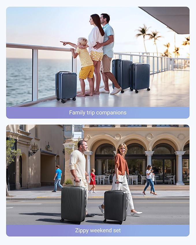 LIGHT FLIGHT Luggage Sets, Durable Hard Shell 3 Piece Set Suitcase with Spinner Wheels, Hardside Lightweight Luggage set with TSA Lock, Large Travel Luggage Set (20" 24" 28"),Coffee Brown