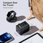 65W GaN+ Universal Travel Adapter | Five-Port USB-C PD3.0 USB-A QC3.0 AC Outlet, International Plug Charger for Laptop iPhone iPad, US UK EU AUS 200+ Countries