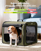 Large Dog Car Carrier Light Weight, 27×20.5×20.5ins Dog Carrier for Cars, Portable Dog Car Crate with Breathable Windows, Stable Pet Carrier for Both Indoor and Outdoor Use, Pet Travel Crate Green