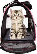 MuchL Cat Carrier for Cats Soft-Sided Travel Pat Carrier for Cat with Wooden Padding Board Airline Approved Lightweight Comfortable Cat Bag for Puppy Small Pets (Small, Pink)