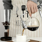 Borasilicate Glass Syphon Coffee Maker, 5-Cup 600ml(20.3 oz)Vaccum Gravity Clear Coffee Tabletop Siphon Pot with Reusable Cloth Filter Coffee Brewer Hot Tea Maker Machine(Standard Edition)