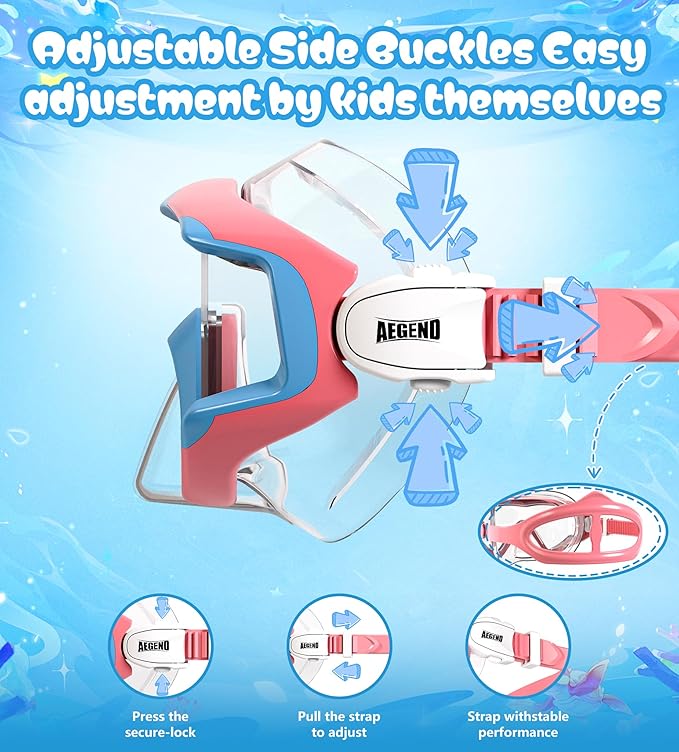 Aegend Snorkeling Gear for Adults Youth Kids, Snorkel Mask with Top Dry Valve - Panoramic View Anti-Leak and Anti-Fog with Mesh Bag for Snorkeling, Scuba Diving, Freediving & Swimming