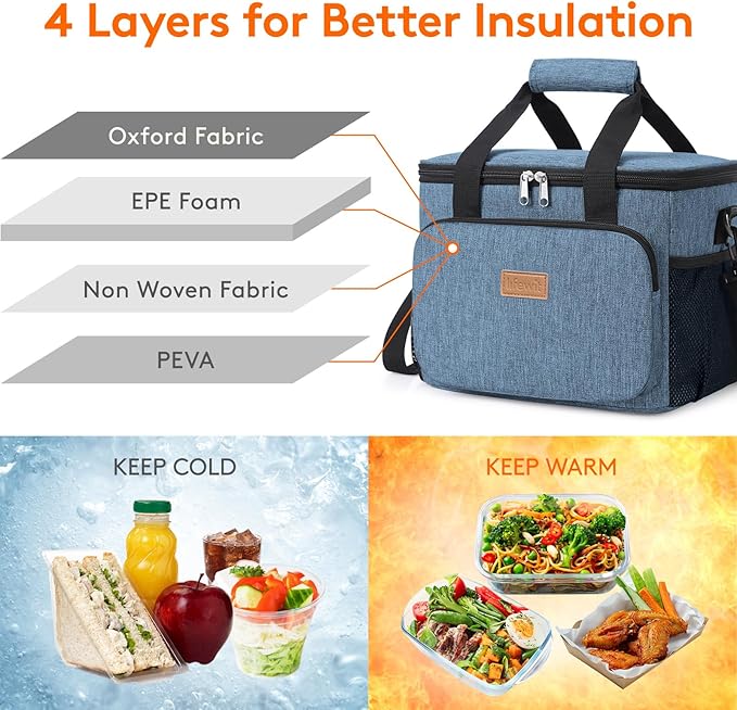 Lifewit Medium Lunch Bag, Insulated Lunch Box, Soft Cooler Cooling Tote for Adult Men Women, Light Blue 12-Can (9L)