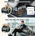Lekereise Top-Expandable Pet Carrier 18x11x11Inch Delta American United Airline Approved Soft Sided Underseat to 15lbs Travel Carriers for Small Dogs Cats with Locking Safety Zippers Anti-Scratch Mesh