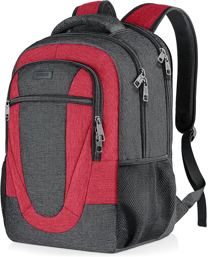 BIKROD Travel Laptop Backpack for Woman and Men, School Backpack for Teens, Waterproof College Back Pack for 15.6 IN Laptop Backpack, Adult Business Computer Travel Backpack, BlackRed