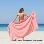 WETCAT Turkish Beach Towel Oversized (38"x71") 100% Turkish Cotton, Made in Turkey - Sand Free, Extra Large, Ultra Soft, Quick Drying, Compact & Lightweight for Travel - Dark Coral