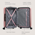 U.S. Traveler Boren Expandable Hardside Rugged Travel Luggage with 8 Spinner Wheels, Rose Pink, 3-Piece Set