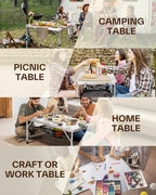 Sportneer Camping Table: Adjustable Height Small Folding Table 35.4" L x 23.6" W 2 Height with Mesh Layer - Compact & Portable Camping Essentials for Outdoor Camp Garden Picnic BBQ Dining Cooking