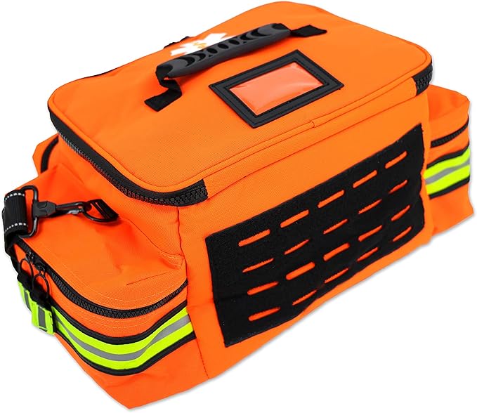Lightning X Products Lightning X Mid-Sized First Responder EMT Bag | LXMB25 Fully Stocked Aid Kit w/ 200+ BLS Supplies - Orange