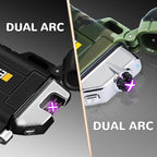 2 Pack Waterproof Lighter Outdoor Electric Lighters Dual Arc Windproof Lighters USB Rechargeable Flameless Plasma Lighter Camping Hiking Adventure Survival Tactical Gear