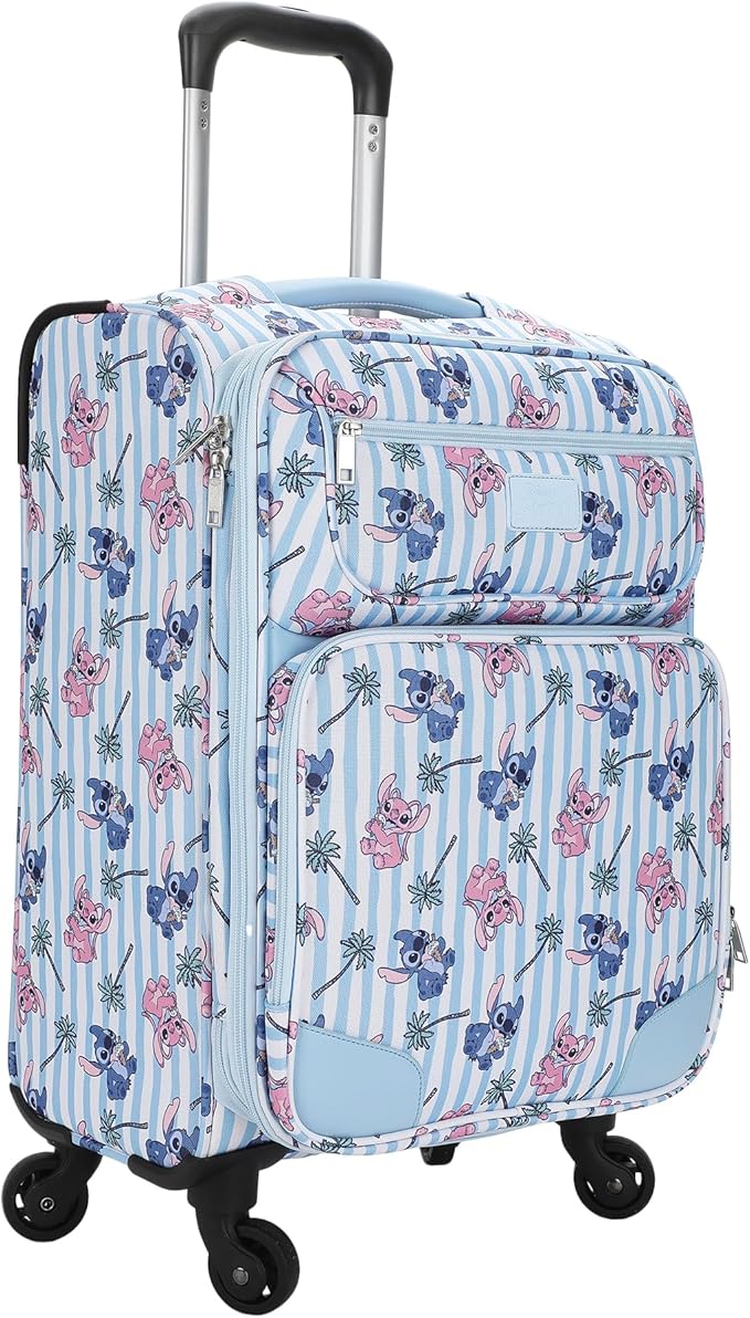 Bioworld Disney Stitch & Angel Ice Cream Blue 20" Adult Softside Rolling Luggage