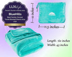 BlueHills 2-Pack Premium Soft Travel Blanket Pillow Airplane Blanket for Two in Soft Bag Pillowcase Compact Pack Large Blankets for Travel (Teal Green T012)
