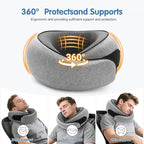 Travel Neck Pillow, Memory Foam Neck Support for Airplane, Car & Office, Breathable Portable Design with Eye Mask, Earplug Holder & Carry Bag, for Men&Women