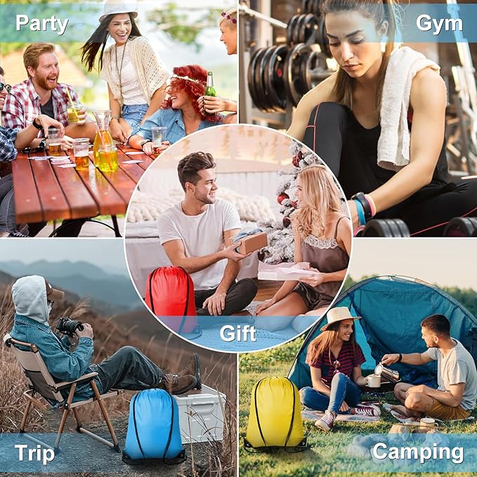 Kuhome 60Pcs Drawstring Backpacks Bulk String Bag Cinch Sack Pack Storage Knapsack Polyester Gift Bags Sports Drawstring Bags for Trip Gym Party Bags(20 Colors)
