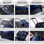 TRAVELARIM Navy Hardshell Luggage Sets 4 Piece, Durable Suitcase Set, Travel Luggage Set with Integrated TSA Lock, 360° Spinner Wheels, Expandable Medium and Large Checked Suitcase, 20/24/28 Inch