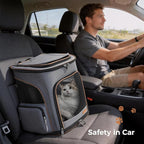 Lekereise Pet Carrier Backpack Expandable Cat Backpack for Medium Dogs and Large Cats 20-25 Lbs,14“L * 12.5" W * 16.14" H, Grey