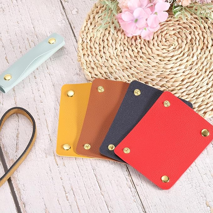 uxcell 4Pcs Handbag Handle Wrap Covers, PU Leather Luggage Grip Protector for Suitcases, Shopping Bag (13x10cm, Apricot)