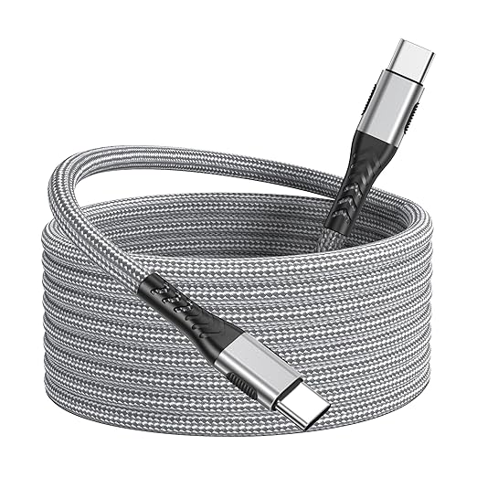 Durcord USB C Charger Cable Fast Charging, 2Pack 60W 6ft USB C to USB C Cable for Android Phone Pad, Type C to Type C Charger Braided USB Cable Silver Compatible with iPhone 15/Pro/Plust/Max Silver
