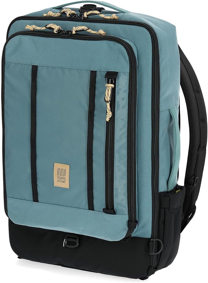 Topo Designs Global Travel Bag – 30L or 40L - Carry-On Compliant Most Airlines, Durable Travel Duffel Bag, Clam Shell Main Pocket, Laptop Sleeve, Backpack, Luggage (40L / Sea Pine)