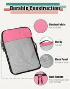 WTREE 4-Piece Packing Cubes Travel Accessories Set for Suitcases - Luggage Organizer Bags with Double Zipper - Mesh Top - Medium - Pink