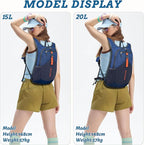 BECOJADDE 15L Small Hiking Backpack for Men Women Foldable Packable Back Pack Ultralight Hiking Daypack for Travel Camping Outdoor, Navy Blue