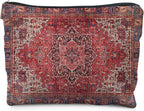Traditional Red Rug Style Makeup Bag, Vintage Ethnic Pattern Cosmetic Bag Gifts for Women Friends, Boho Tapestry Pouch