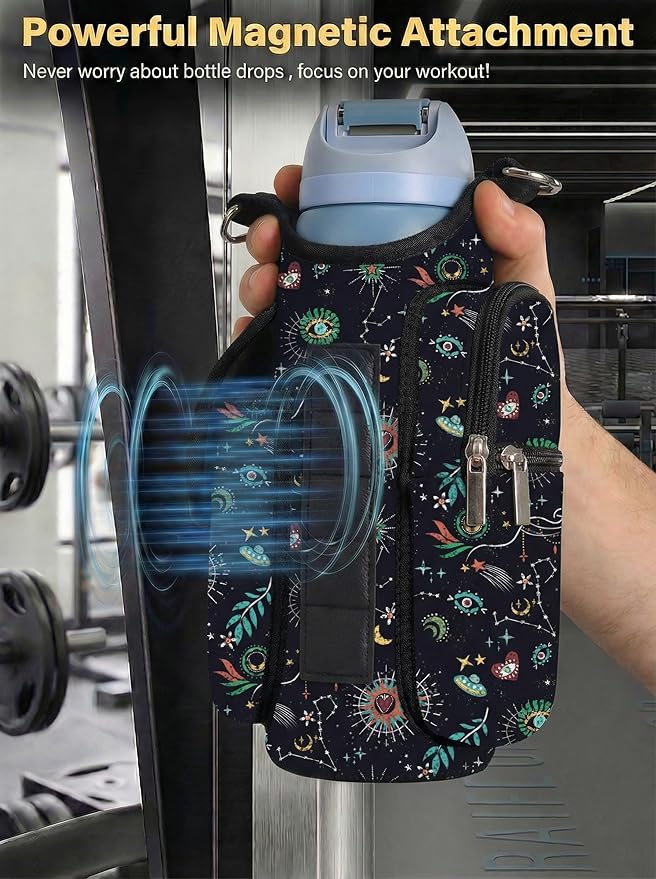 AUPET Magnetic Gym Bag for Men & Women, Small Gym Bag Organizer, Crossbody Magnets Gym Water Bottle Bag Holder Carrier Fits for 18-40oz Owala Yeti Hydro Flask, Workout Pouch for Phone, Keys & Wallet
